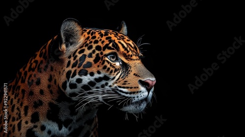 Jaguar Portrait Against Black Background