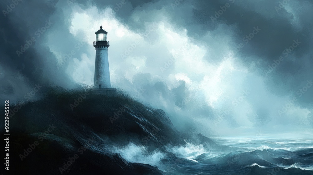 Lighthouse in a Stormy Sea Lighthouse in a Stormy Sea