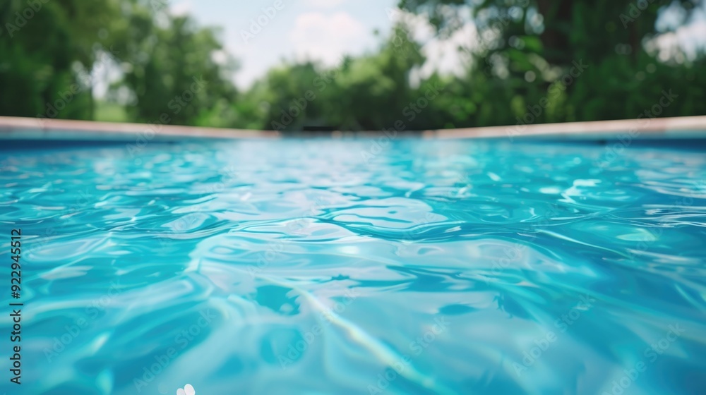 Serene Outdoor Pool with Clear and Sparkling Water Inviting for Relaxation and Recreation on a Sunny Summer Day The Depth of Field Creates a Captivating and Tranquil Scene Serene Outdoor Pool with Clear and Sparkling Water Inviting for Relaxation and Recreation on a Sunny Summer Day The Depth of Field Creates a Captivating and Tranquil Scene