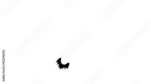 Motion graphics of flying bats on a white background.