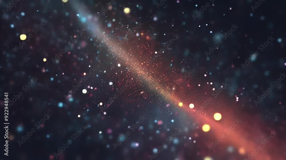 luminous rendering abstract movement dark big colored dots data flow particles 3d widescreen digital science music audio banner blue blur bokeh circle
