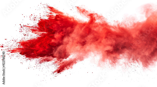 red powder explosion isolated on transparent background