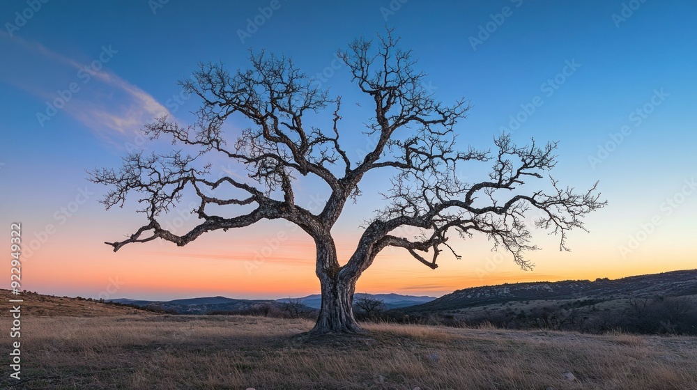 Obraz premium Lone Tree Sunset Landscape
