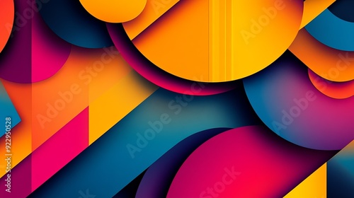 Harmony of Colors. Abstract geometric shapes merging harmoniously photo