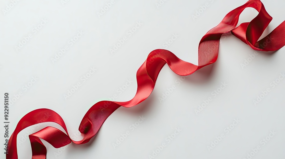 Create 5 prompts for stock photos related to A red ribbon is shown in the air, with a white background with 100-200 characters and ending with Create 5 prompts for stock photos related to A red ribbon is shown in the air, with a white background with 100-200 characters and ending with