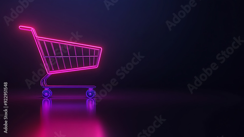 A neon shopping cart with pink lights