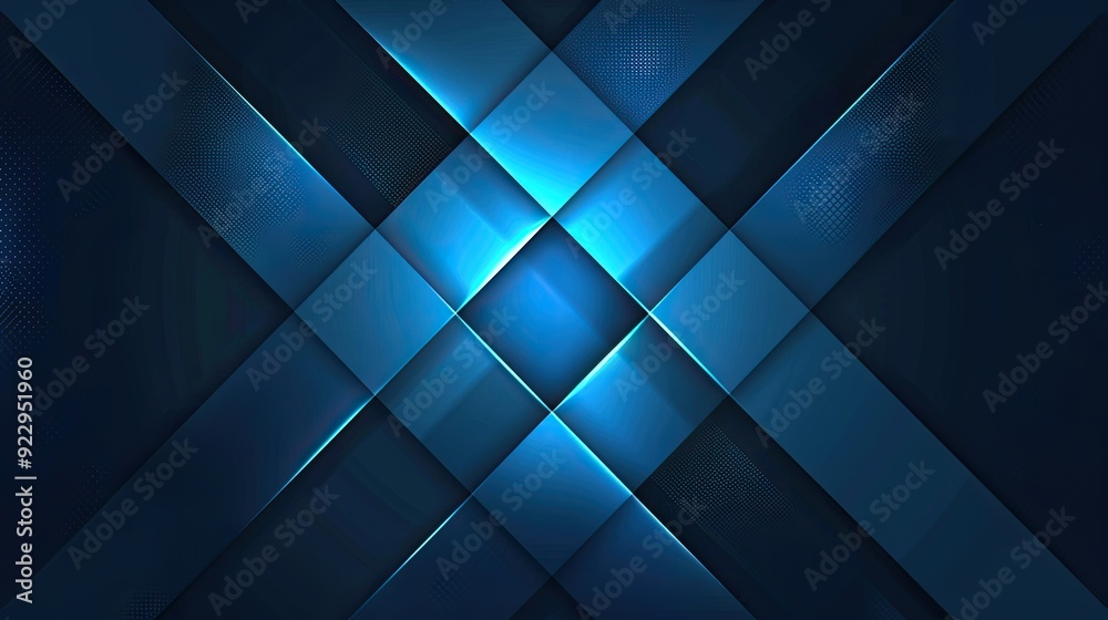 Abstract blue geometric background with glowing elements and dark tones for technology, business or digital concept design banner template. Abstract blue geometric background with glowing elements and dark tones for technology, business or digital concept design banner template.