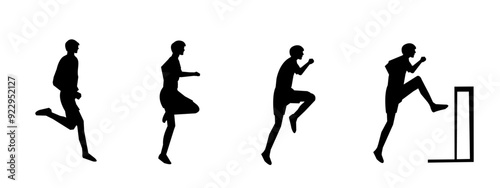 Hurdler silhouette collection set. Vector illustration.