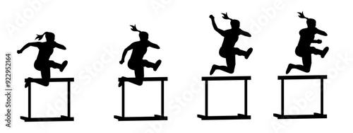 Hurdler silhouette collection set. Vector illustration.