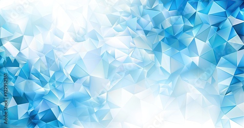 Abstract blue geometric background with triangular mosaic pattern. Blue vector illustration for design of banner, poster or presentation on white backdrop. Vector Illustration