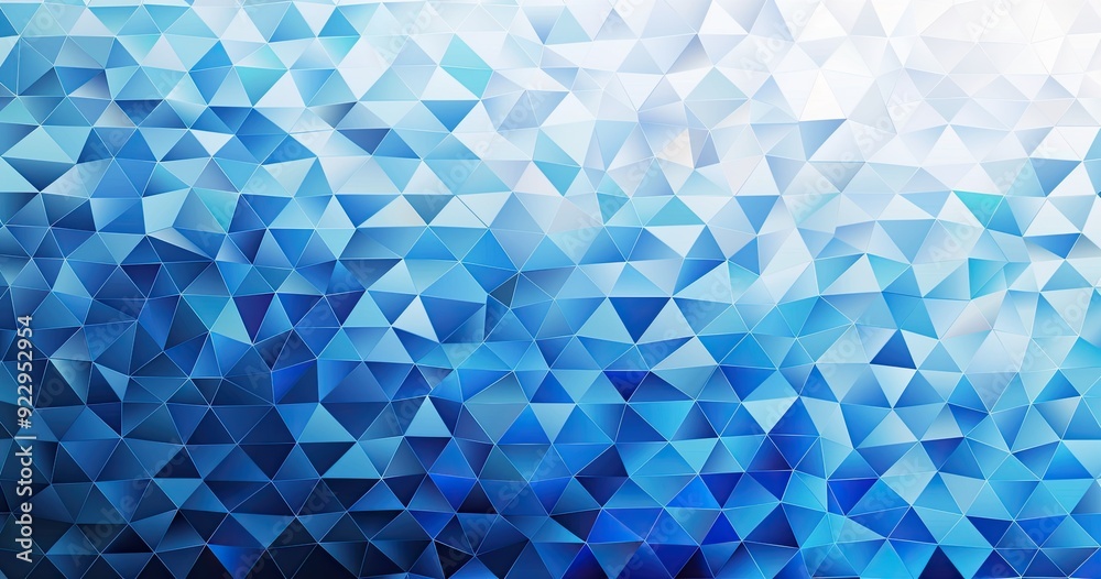 Abstract blue geometric background with triangular mosaic pattern. Blue vector illustration for design of banner, poster or presentation on white backdrop. Vector Illustration