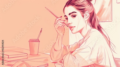 The Engaging Drawing Female Drawing Learning Background: A Space for Creativity and Growth.