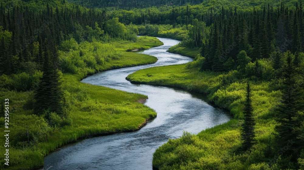 River flows through the lush River flows through the lush