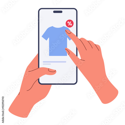 Hands Holding Mobile Phone and Shopping Online