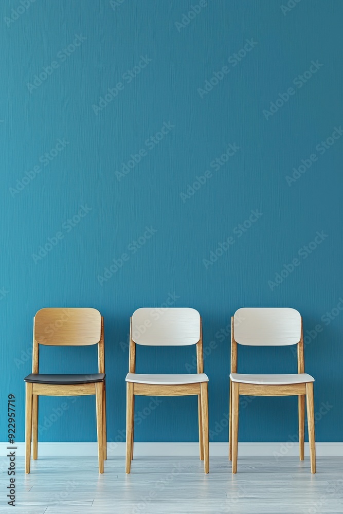 Obraz premium 3D rendering Row of chairs with one odd one out.