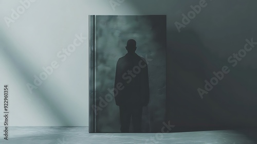 book cover template featuring dark, moody tones, shadowy figures, and suspenseful typography, isolated on white background 32k, full ultra HD, high resolution