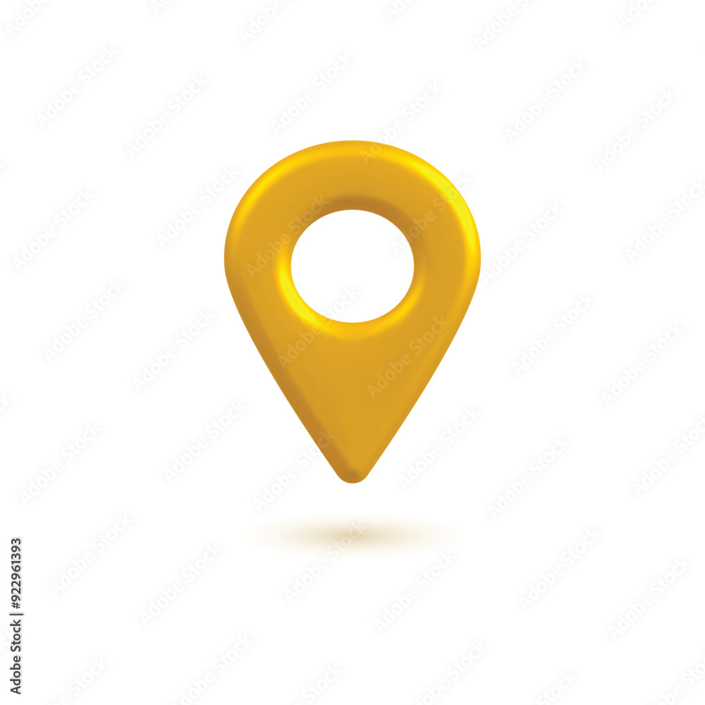 location icon mark. Realistic 3d yellow Locate pin gps map design png transparent background. Vector illustration	