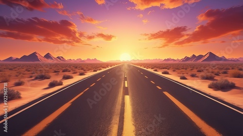 sunset on the highway