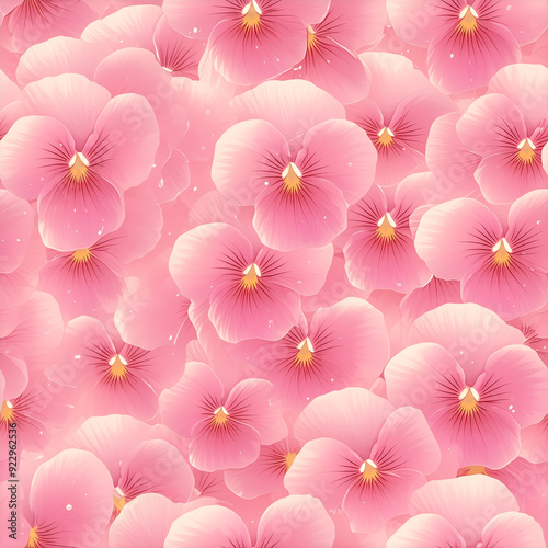 アニメ風のピンクのパンジーのテクスチャパターン