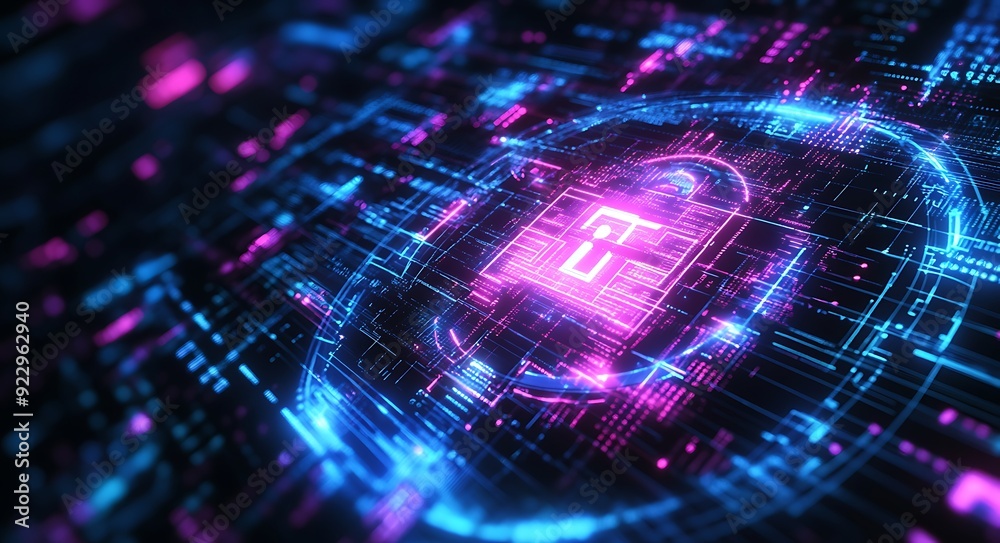 Obraz premium Abstract digital background with cyber security and data