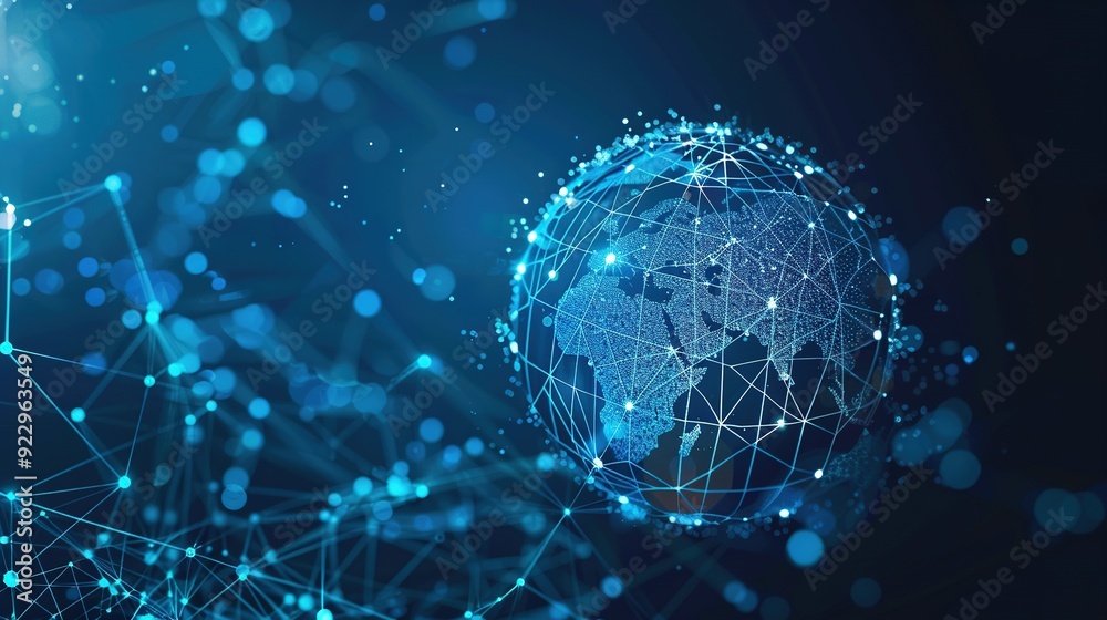 Obraz premium Abstract Blue Globe with Network Connections