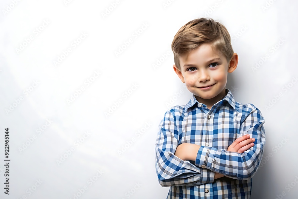 Portrait of a smiling boy with arms crossed. Portrait of a smiling boy with arms crossed.