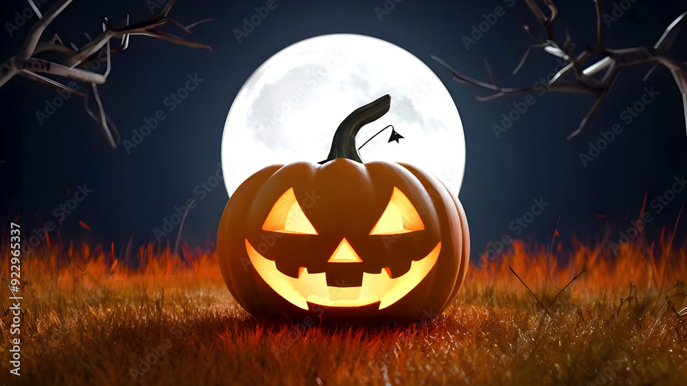 Free Photo halloween pumpkin and moon generative ai
