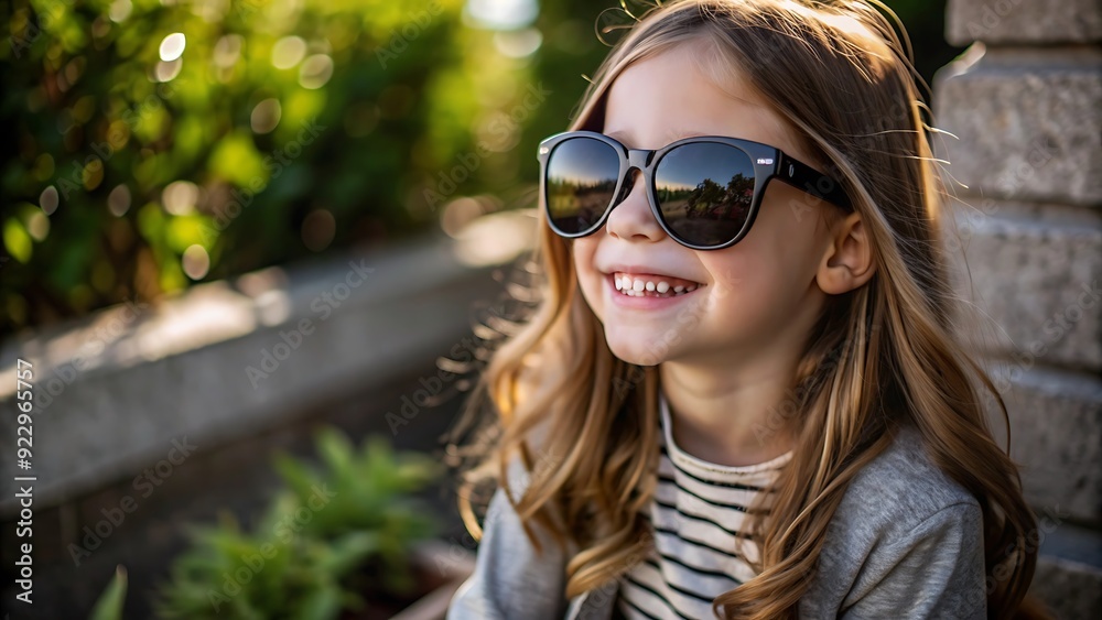 Portrait of a happy little girl in sunglasses. Portrait of a happy little girl in sunglasses.