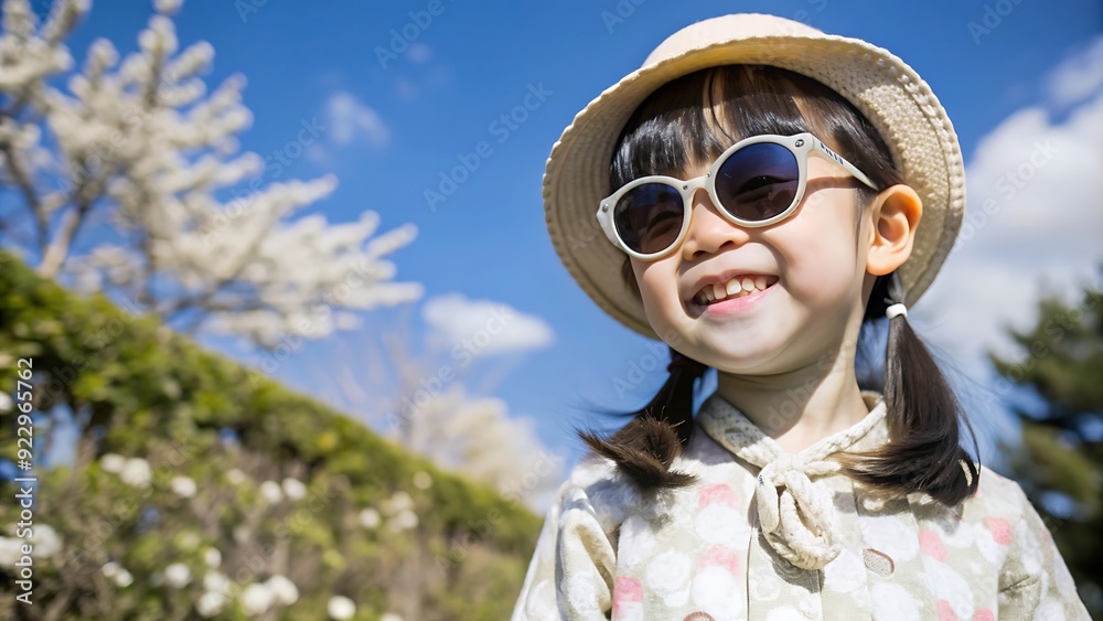 Happy little girl wearing sunglasses and a hat. Happy little girl wearing sunglasses and a hat.