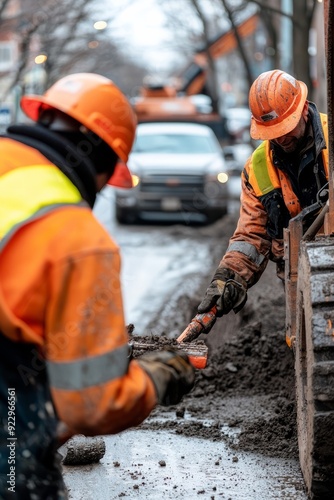 A public works team conducting maintenance on public transportation infrastructure, Generative AI