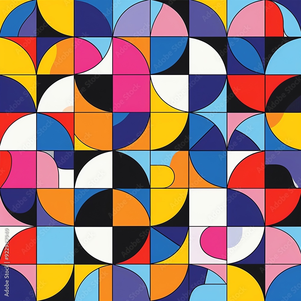 Abstract geometric pattern with vibrant colors and repeating shapes. Abstract geometric pattern with vibrant colors and repeating shapes.