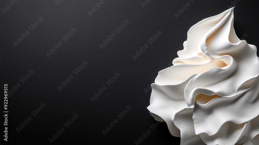 Single meringue kiss on black background. Single meringue kiss on black background.