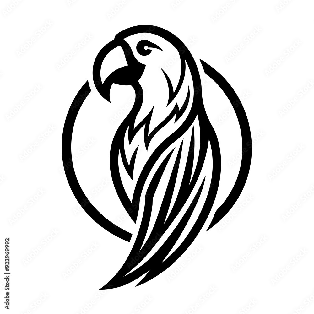 Fototapeta premium Minimalist parrot logo icon design silhouette vector art illustration