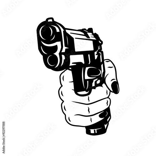 Sexy Hand Holding Gun | Killer Hand | Gangster Woman | Girl Shooting | Hand with Gun | Sexy Hand | Gun shooting | Crime | Original Illustration | Vector and Clipart | Cutfile and Stencil