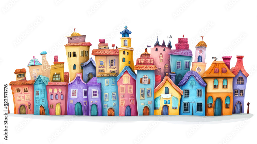 Naklejka premium colorful city transparent background