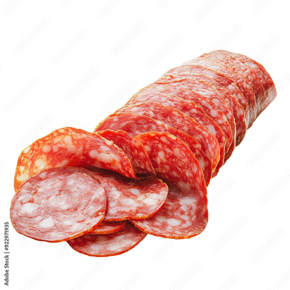PNG Sliced cured meat arranged neatly on a platter PNG Sliced cured meat arranged neatly on a platter