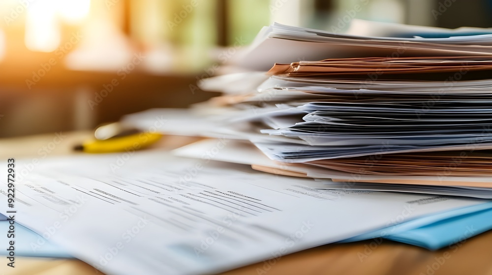 Property deed and financial documents on a desk. Property deed and financial documents on a desk.