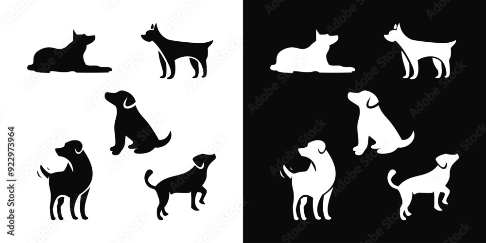 Set of Dog silhouette icon logo vector. Pet business isolated graphic Set of Dog silhouette icon logo vector. Pet business isolated graphic