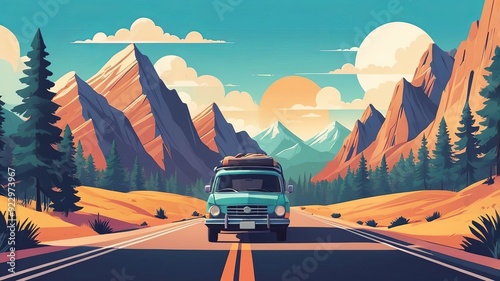 road in mountains  illustration