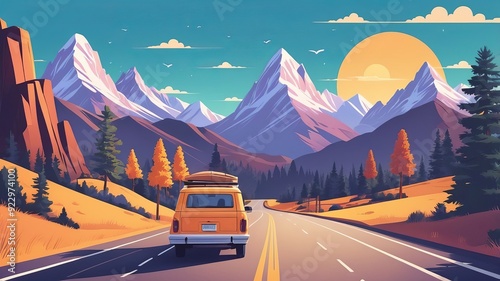 road in mountains  illustration