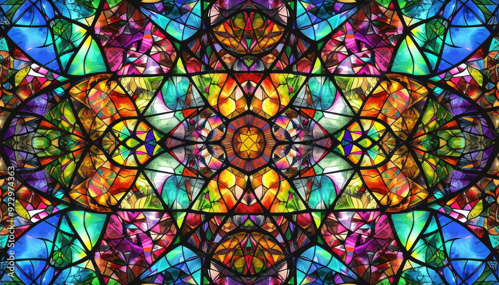 Colorful Stained Glass Window Pattern Colorful Stained Glass Window Pattern