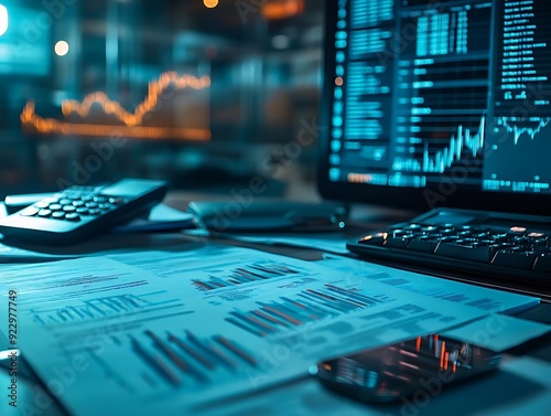 Financial Analysis Desktop Setup Photo