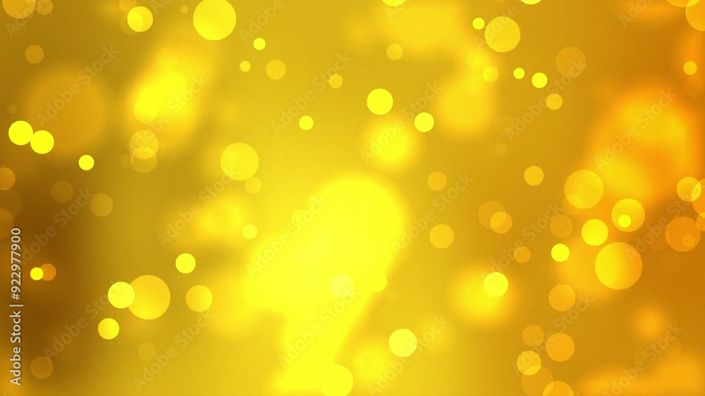 Moving Particles Loop - Yellow Glittering in light rays. Abstract gold glitter and particle on black background. Looped animation with beautiful golden bokeh