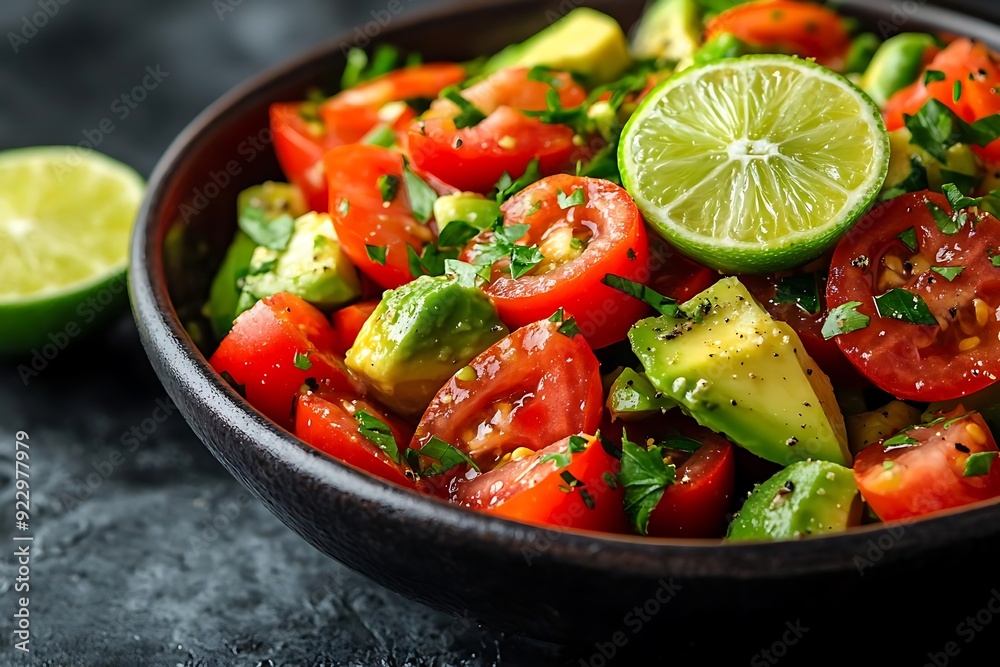 Delicious Avocado and Tomato Salad with Lime - Photo Delicious Avocado and Tomato Salad with Lime - Photo