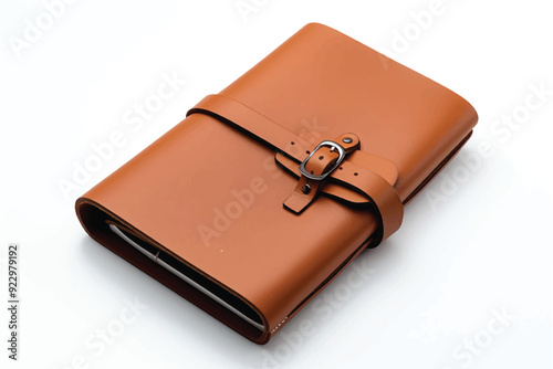 Stylish brown leather wallet isolated on white