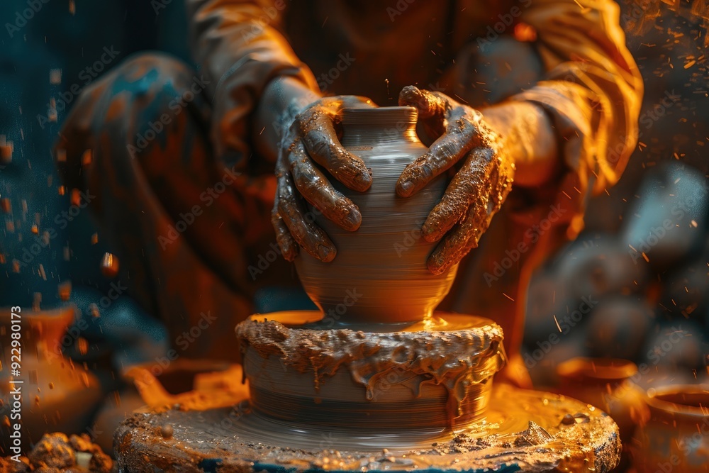Clay artistry: pottery, practice of molding clay into various forms ...