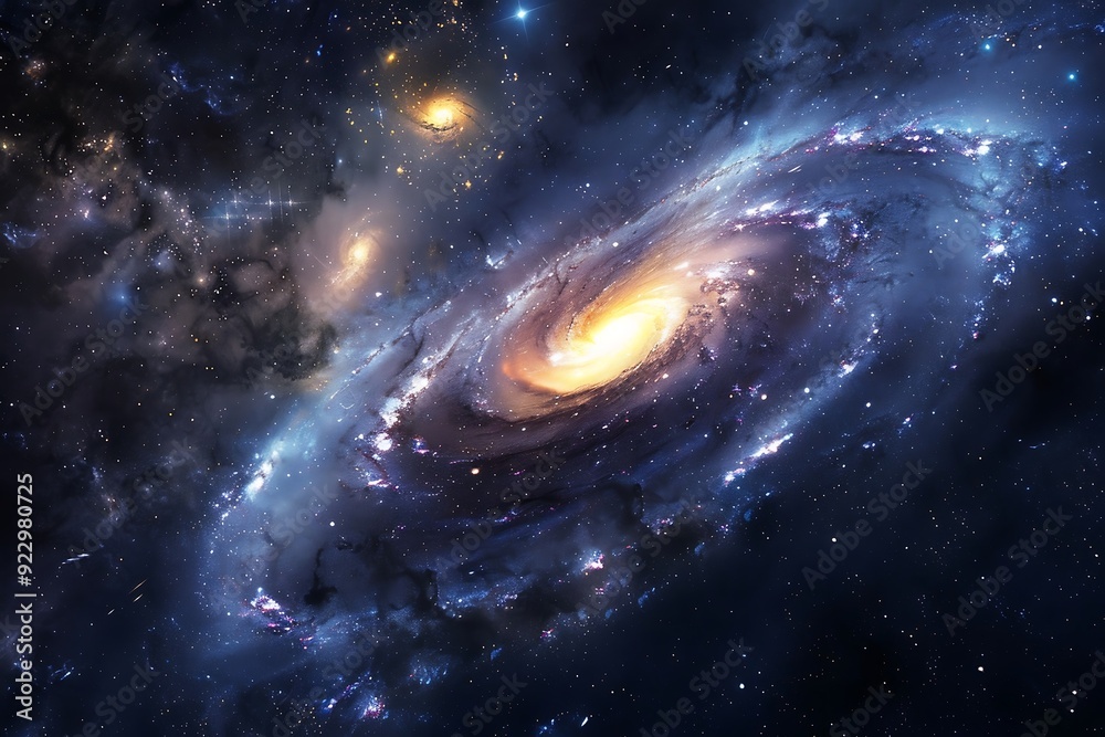 Fototapeta premium Stars of a planet and galaxy in a free space