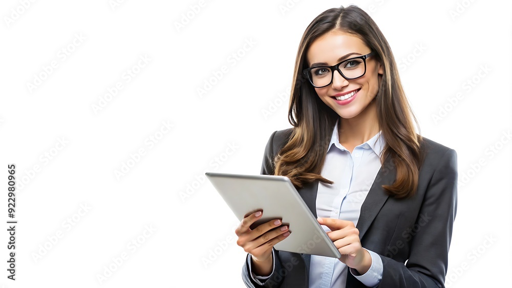 Businesswoman using tablet computer. Businesswoman using tablet computer.
