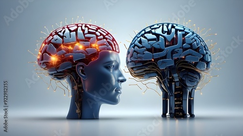 Wallpaper Mural Concept of artificial intelligence and big data. The human brain emitting light from the processor represents the combination of machine learning and human intellect. Data technology has evolved. Torontodigital.ca