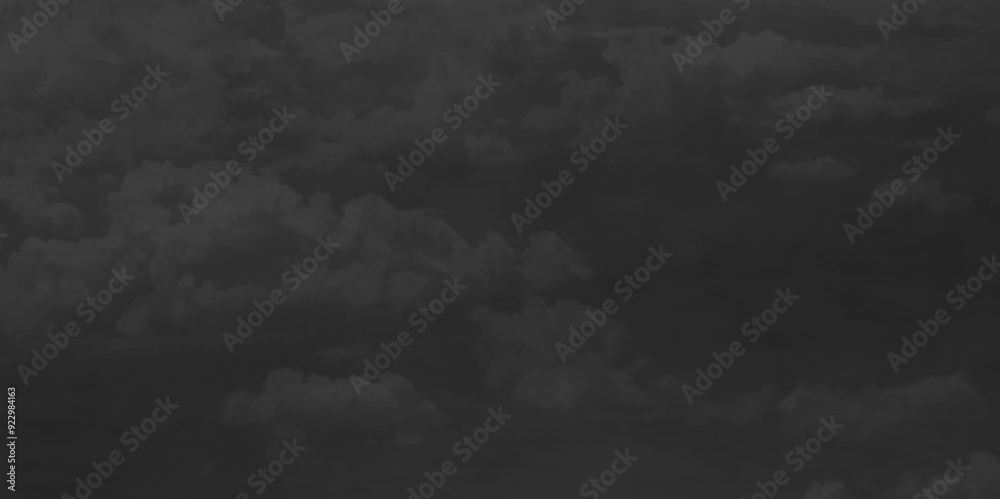 Naklejka premium Abstract black watercolor background texture of chaotically mixing puffs of grey smoke on a dark background, beautiful abstract grey cloud on dark black background and colorful texture pattern.
